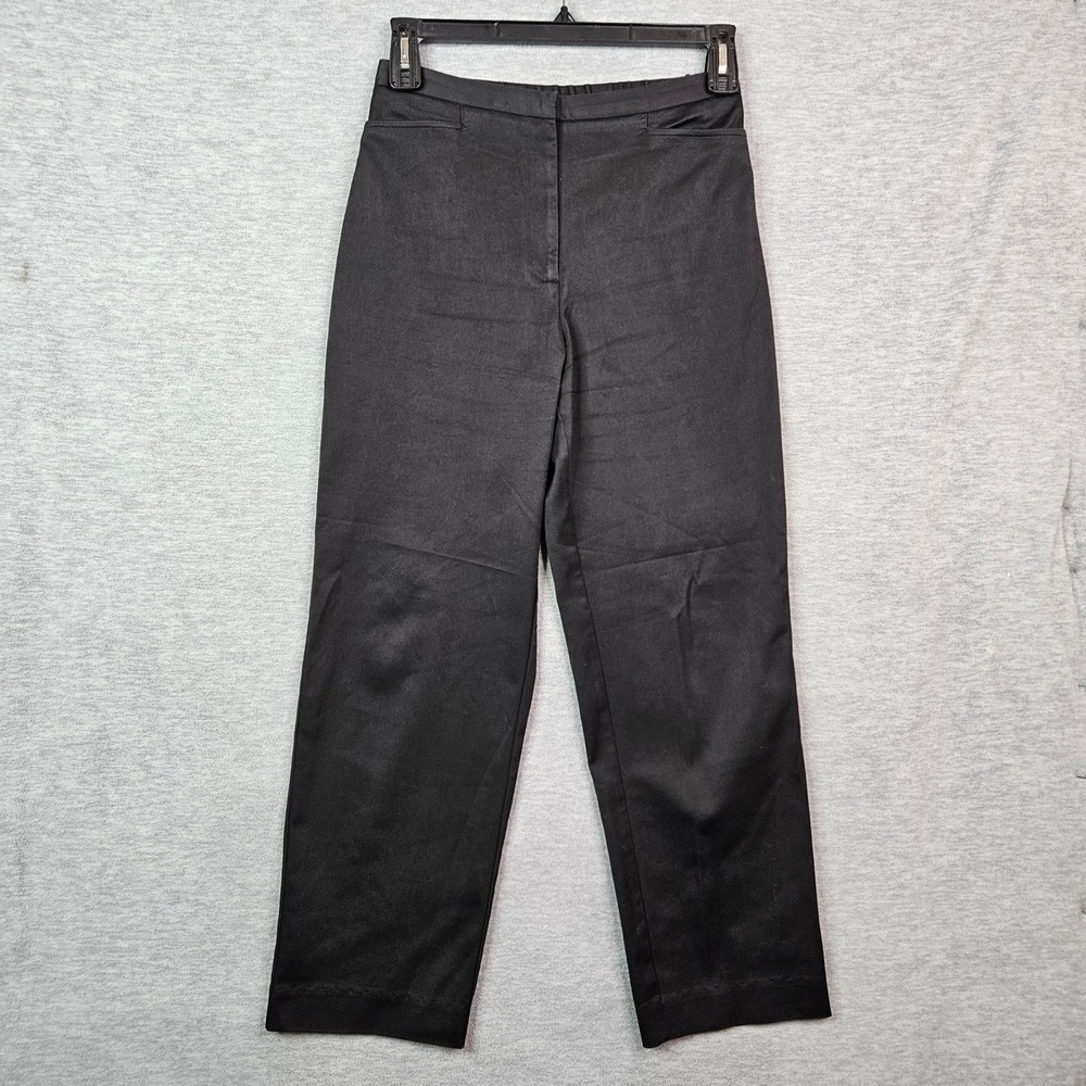 Eileen Fisher Black Italian Fabric Stretch Cotton Straight Leg Pants Sz S